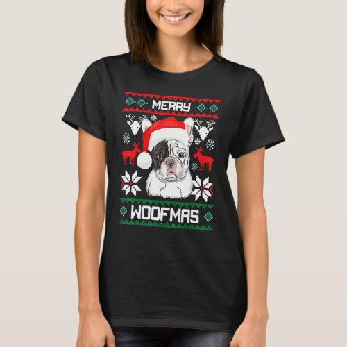 French Bulldog Merry Woofmas  Christmas Xmas Frenc T_Shirt