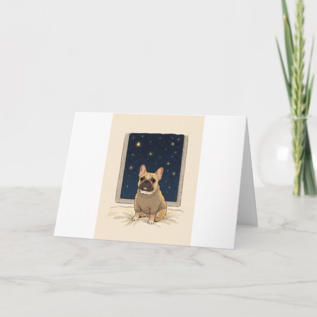 French Bulldog Midnight stargazing Greeting Card