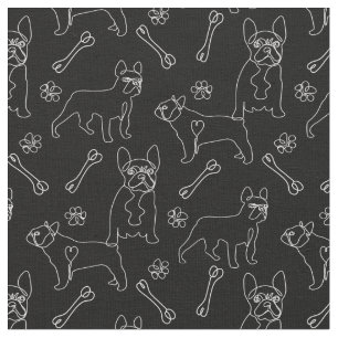 French Bulldog minimal line art Fabric