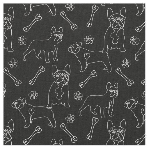 French Bulldog minimal line art Fabric