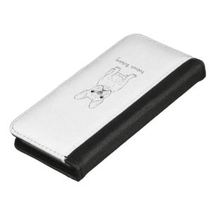 French Bulldog Minimalist Line Art - Front and Bac iPhone 8/7 Wallet Case
