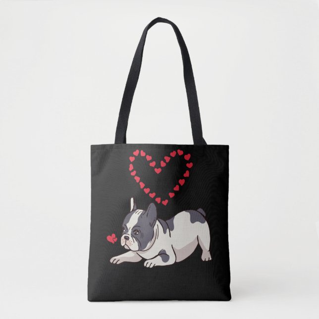 French Bulldog Mom Frenchie Love Dog Heart Tote Bag (Front)
