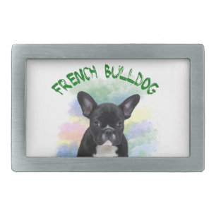 French Bulldog Mom Water Color Oil Painting Art Belt Buckle