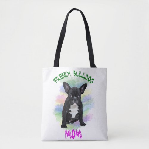 French Bulldog Mom Water Color Oil Painting Art Tote Bag