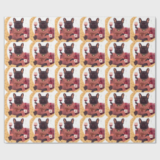 French Bulldog Mom Wine Night Wrapping Paper