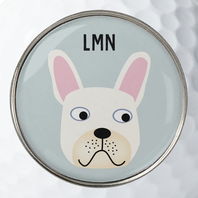 French Bulldog Monogram Golf Ball Marker (Fun French Bulldog dog personalilzed monogram initial golf ball marker)