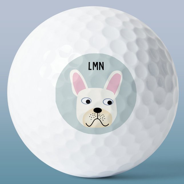 French Bulldog Monogram Golf Balls (Fun French bulldog frenchie dog personalized monogram initials golf ball)