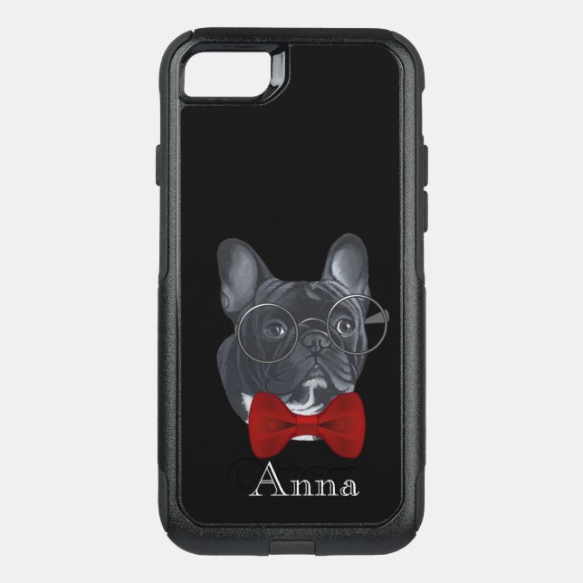 French Bulldog Monogrammed Otterbox iPhone Case (Back)
