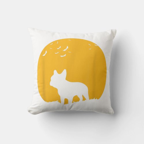 French Bulldog Moon Halloween Gift For Dog Lover Throw Pillow