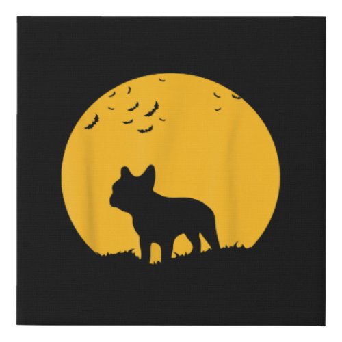 french bulldog moon  halloween inspired design faux canvas print