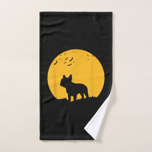 french bulldog moon  halloween inspired design hand towel 