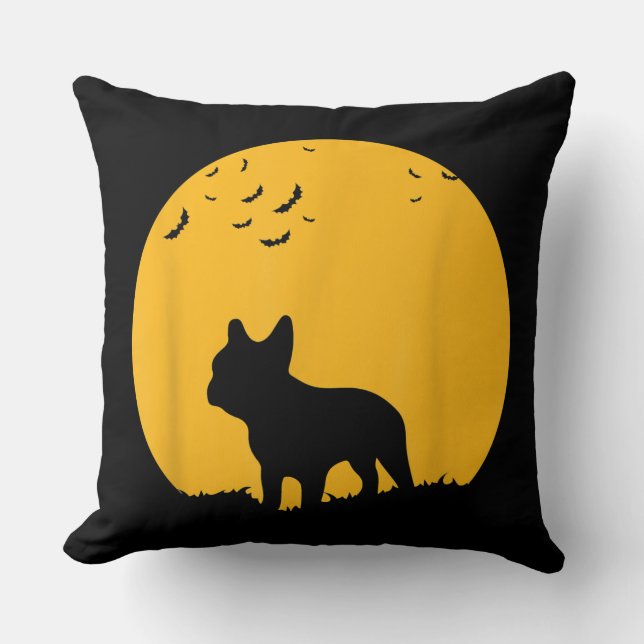 French Bulldog Moon  Halloween Inspired Design Throw Pillow (Front)