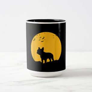 French Bulldog Moon Halloween Inspired Design Two-Tone Coffee Mug