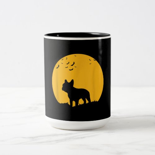 French Bulldog Moon  Halloween Inspired Design Two_Tone Coffee Mug