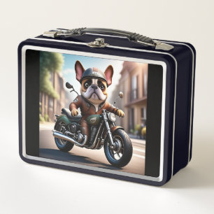 French Bulldog Motorcycle Father's Day Bulldog Metal Lunch Box