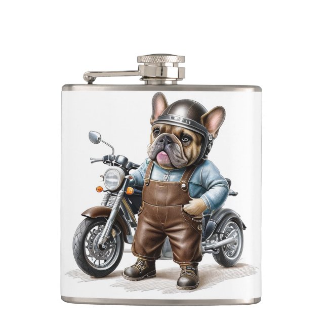 French Bulldog motorcycle Flask (Front)