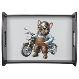 French Bulldog Motorcycle French Bulldog Serving Tray