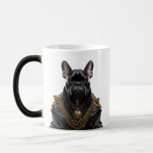 French Bulldog Motorcycle Jacket and Gold chains Color Morph Mug