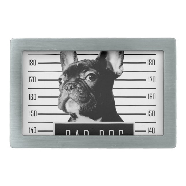 French Bulldog Mugshot Shirt Belt Buckle (Front)