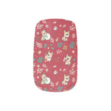 French Bulldog Nail Wraps Cute Christmas Kawaii