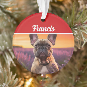 French Bulldog Name and Photo Holiday Christmas Ornament