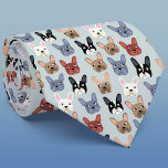 French Bulldog Neck Tie<br><div class="desc">A fun little French Bulldog or Frenchie pattern on a duck egg blue background.  Great for all dog lovers,  pet sitters,  dog walkers and veterinarians.  Original art by Nic Squirrell.</div>