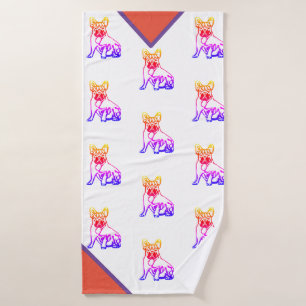 French Bulldog Neon French Bulldog Bath Towel