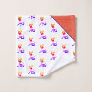 French Bulldog Neon French Bulldog Wash Cloth