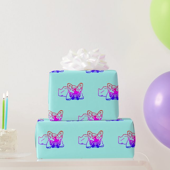 French Bulldog Neon French Bulldog Wrapping Paper (Party Gifts)