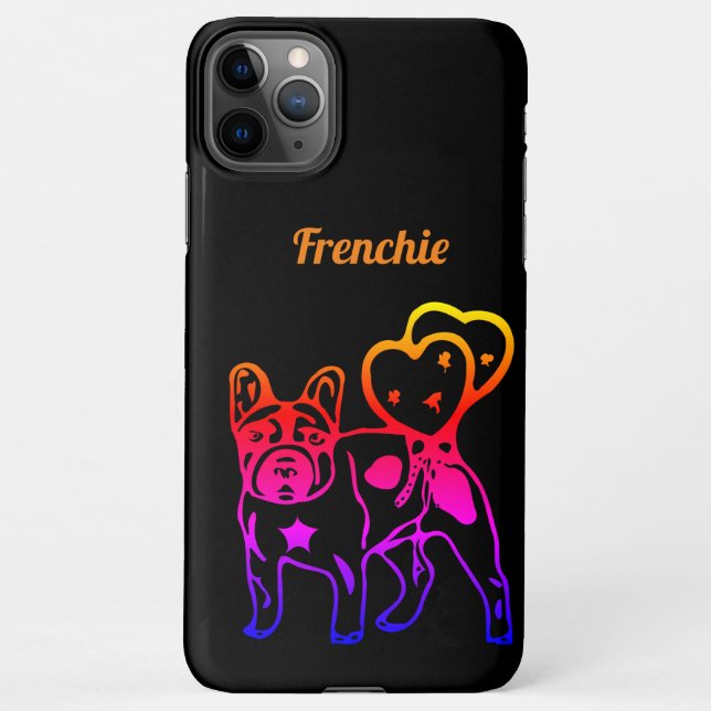 French Bulldog Neon Heart French Bulldog iPhone Case (Back)