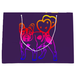 French Bulldog Neon Heart French Bulldog Large Gift Bag