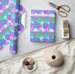 French Bulldog Neon Vacation Wrapping Paper