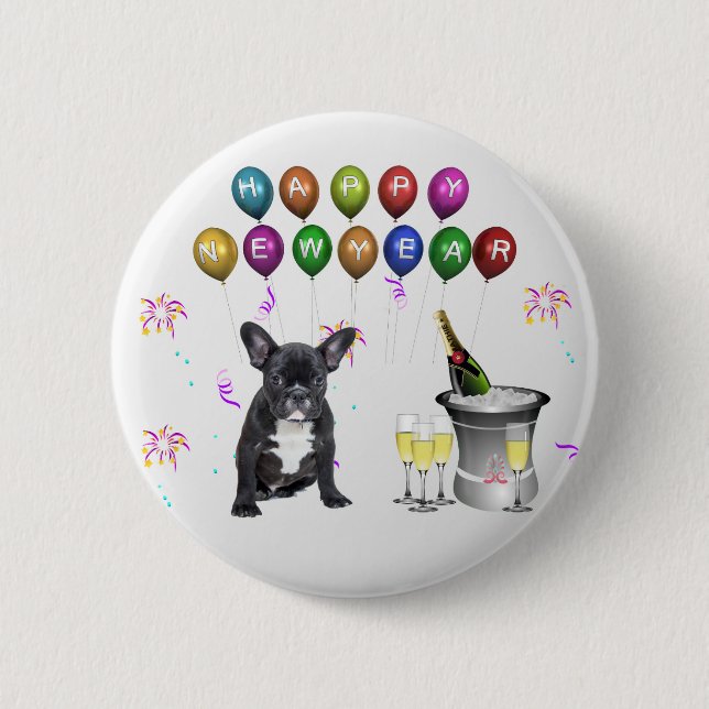 French Bulldog New Year Button (Front)