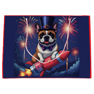 French Bulldog New Year French Bulldog Large Gift Bag