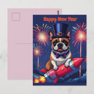 French Bulldog New Year French Bulldog Postcard