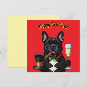 French Bulldog New Year Thank You Card