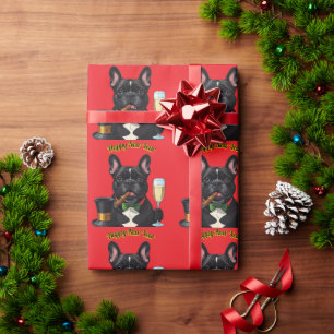 French Bulldog New Year Wrapping Paper