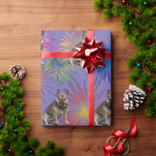 French Bulldog New Year's French Buldog Wrapping Paper