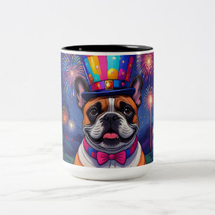 French Bulldog New Year's French Bulldog Two-Tone Coffee Mug