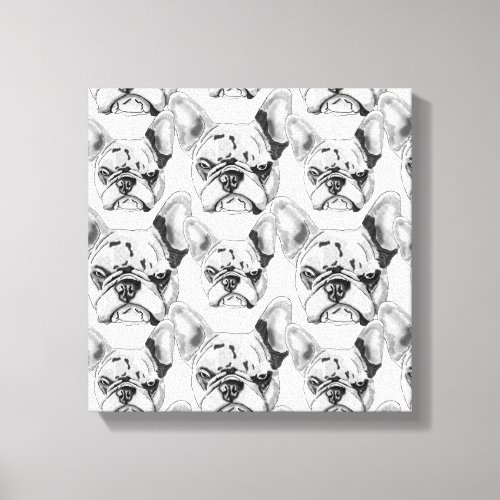 French Bulldog newspaper style Pop Art Canvas Print