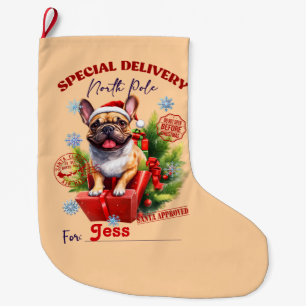 French Bulldog North Pole Delivery Large Christmas Stocking