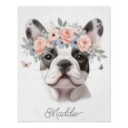 French bulldog nursery poster with name