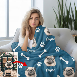 French Bulldog, Ocean Blue Personalized Pet Fleece Blanket