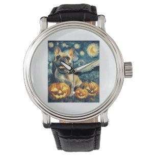 French Bulldog of van gogh starry night halloween Watch