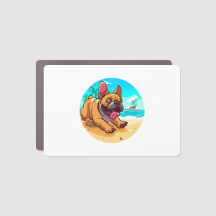 French Bulldog on a Beach Car Magnet