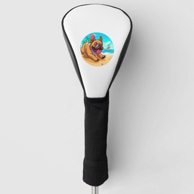 French Bulldog on a Beach Golf Head Cover (Front)