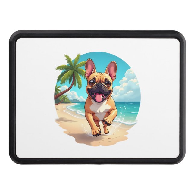 French Bulldog on a Beach Hitch Cover (Front)