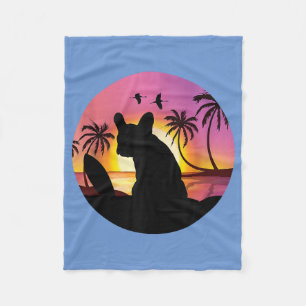 French Bulldog On  Beach At Sunset/ Summer Animals Fleece Blanket