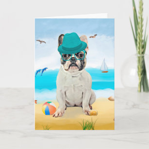 French Bulldog on Beach Card
