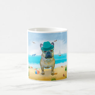 French Bulldog on Beach Coffee Mug